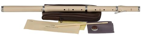 Aulos Flauta travesera AF-3 - color marfil - material: resina sintética, llave + anillos niquelados - modelo: Stanesby Junior - tesitura de Re'-La''' - La = 415 Hz - longitud: 61,2 cm - con accesorios
