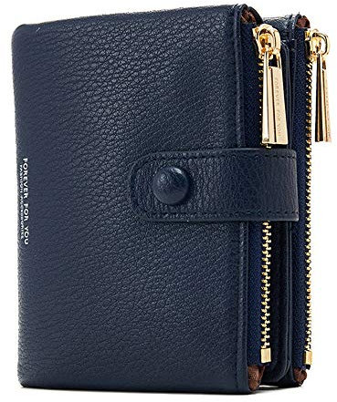 SWECOMZE Damen Geldbeutel,PU Leder Portemonnaie Kleine Brieftasche Geldbörse Für Frauen (Dunkelblau)