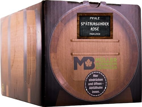 Weinhaus Müller Bornheim 5L Bag in Box Rosé Spätburgunder trocken 2023 - Qualitäts-Roséwein aus der Pfalz, Anzahl:1 Bag in Box, Geschmack:trocken, Rebsorten:Spätburgunder, Größe:5 L