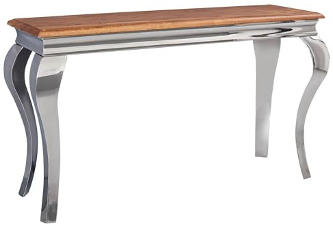 FineBuy Konsolentisch Sheesham Massivholz/Metall 130x76,5x42 cm Flurtisch, Design Wohnzimmertisch Schmal, Anrichte Schreibtisch Modern Braun