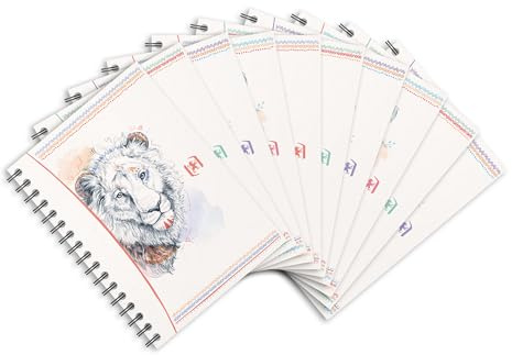Oxford GO Boho A6 Spiral Notizbuch kariert, je 100 Seiten, Softcover, 4 Motive, 10 Stück