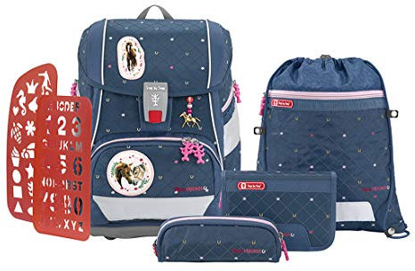 Step by Step 2IN1 Plus Spiegelburg Schulranzen-Set, Pferdefreunde „True Love“, 6-teilig, blau, ergonomischer Tornister, höhenverstellbar, für Grundschule und Freizeit, 19 Liter