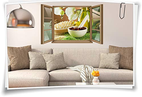 Medianlux Wand-Tattoo Wand-Bild Fenster SPA Wellness Orchidee Erholung Salz Entspannung Aufkleber Folie Deko Wohnzimmer Küche Folie Digitaldruck, 120x78cm wb22wb271-124351