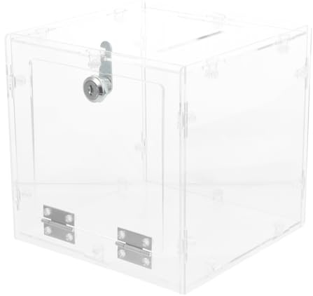 Milisten Losbox mit Schloss 20x20x20cm - Transparente Acryl Spendenbox & Wahlurne - Sichere Gewinnspielbox für Visitenkarten, Tickets & Abstimmungen - Inkl. Montagesatz & Schlüssel