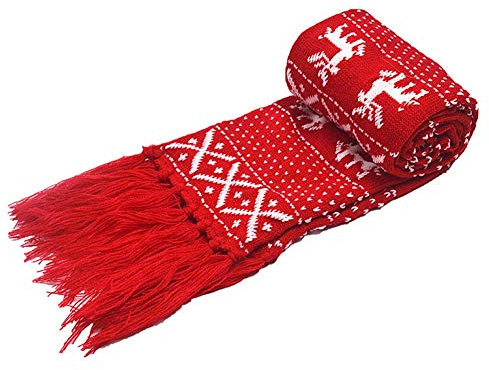 Losuya Winter Knitted Scarf Christmas Scarves Warm Scarf for Women and Men (Red)