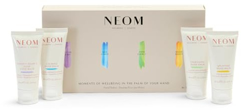 Neom Moments of Wellbeing in The Palm of Your Hand Gift Set I 4 x 30 ml Fragrances I Hand Balm Collection I 100% Natural I Perfect Handbag Size