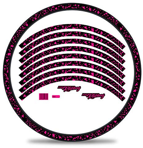 16-teiliges Set Felgenrandaufkleber Sticker für Fahrrad Felgen im Delta Design Komplett Set für 27 29 für Rennrad Mountainbike MTB Laufrad R029 (Neon Pink, Matt)