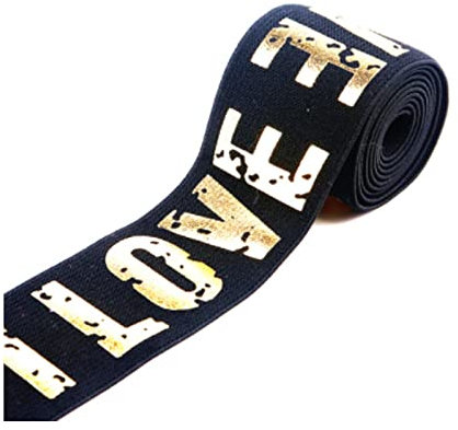 Simpleelove Gummiband zum Nähen,Bedrucktes Elastisches Band zum Nähen Kleidung und Höschen (5M X 40MM, Gold)
