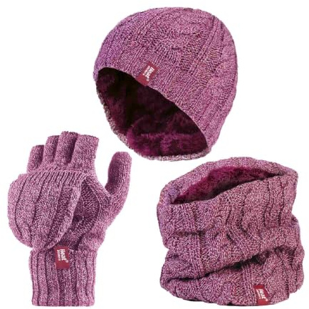 HEAT HOLDERS - Damen Extra Warm Mütze, Handschuhe und Halswärmer Set für Winter mit Fleece Gefüttert