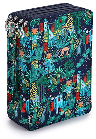 SUMTree Trousse à Crayons 200 Slots en Polyester, Motif de forêt
