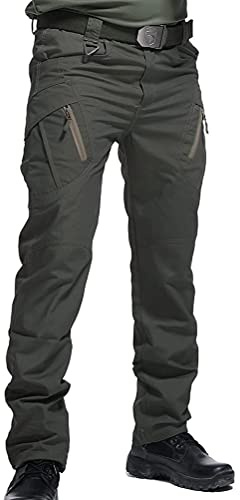 ORANDESIGNE Pantaloni Militari da Combattimento tattico da Uomo, Pantaloni da Lavoro Cargo da Lavoro all'aperto Pantaloni da Lavoro in Cotone C Verde L