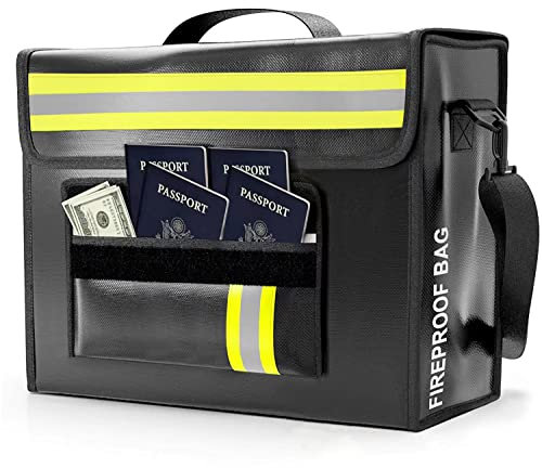 Bolsa para documentos ignífuga e impermeable -6 capas de protección contra incendios (43 x 30 x 13 cm 4500 °F) con protección de cartera. Reflectante para encontrarte por la noche. Protege los objetos
