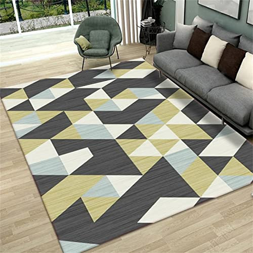 DJHWWD Jugendzimmer gelb Esszimmer Vorleger orientteppiche Moderne Geometrie 130x190cm terrassenteppich Teppich Nach Mass
