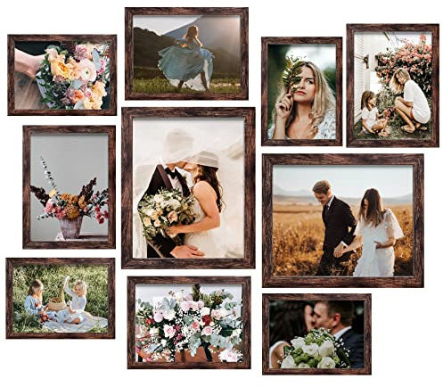 LUCKYLIFE Bilderrahmen-Set, 10 Stück, Galerie-Wandrahmen, Collage mit 20,3 x 25,4 cm, 12,7 x 17,8 cm, 10 x 15,2 cm Rahmen