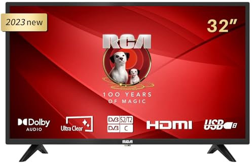 RCA iRB32H3 Televisores 32 Pulgadas (TV 80 cm), Dolby Audio, LED, HDMI, USB, Salida de Audio Digital, Triple sintonizador DVB-C/T2/S2, Ci+, Incluido Modo Hotel