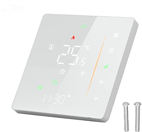 Thermostat Intelligent WiFi Programmable Phone App Control Water Floor Heating Temperature Controller Thermostat programmable Régulateur de Chauffage programmable pour Tuya AC 95‑240V Blanc