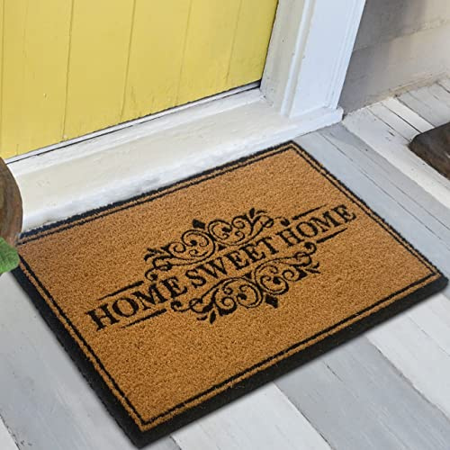 Teppich-Traum Kokos Fußmatte Home Sweet Home rutschfest 40x60 cm | Robust, pflegeleicht, rutschfest, antibakteriell, feuchtigkeitsabweisend, nachhaltig, für Haustür, Wintergarten & Keller