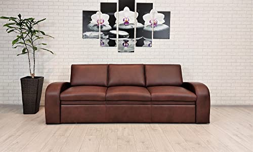 Quattro Meble Braunes Echtleder 3 er Sofa Oslo FS mit Schlaffunktion Ledersofa Echt Leder Granada Couch große Farbauswahl !!! (Breite 230 cm)