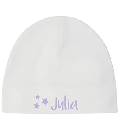 minimutz Kleine Babymütze mit Namen | Personalisierte Mütze Beanie für Baby und Neugeborene | Motiv Sterne Stars