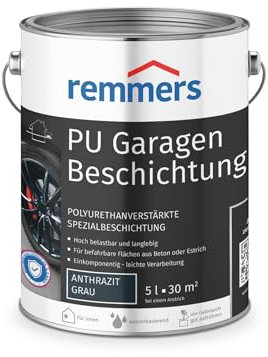 Remmers PU Garagenbeschichtung anthrazit, matt, 5 Liter, 2in1 Schutzanstrich, für Beschichtungen von Beton & Zementestrichflächen, für Garagenböden