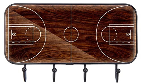 Ganci adesivi personalizzati Ganci per asciugamani Ganci da parete per la cucina Bagno Marrone scuro Legno Basket Court
