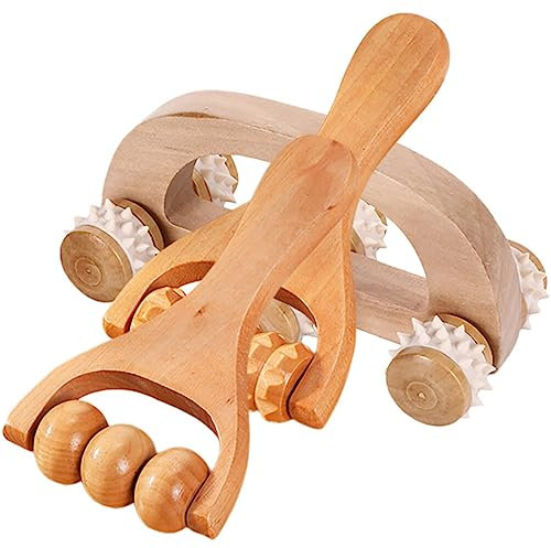 3Pcs Wooden Handheld Body Massager Back Massage Roller Portable Handheld Rolling Tool Muscle Roller Wooden Massage Tool for Neck Shoulder Arms Legs Body Muscles