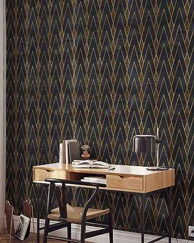 Coloritto Art Deco Jazz Peel and Stick Wallpaper | Removable Self Adhesive Geometrical Pattern | Modern Elegant Wallpaper (Sample 12 W x 8 H)