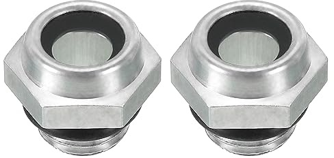 PATIKIL Aria Compressore Olio Mirino Vetro, 2pz M12*1,25 Maschio Filettatura Alluminio Lega Olio Liquido Livello Indicatore Aria Compressore Parti con O-ring