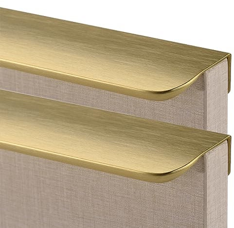 AGINOS 2 Stück Schranktürgriffe Lange Griffe Gebürstetem Gold Küchengriffe Schränkgriffe Unsichtbare Schubladengriffe Versteckte Möbelgriffe, Aluminiumlegierung (Length 300mm)