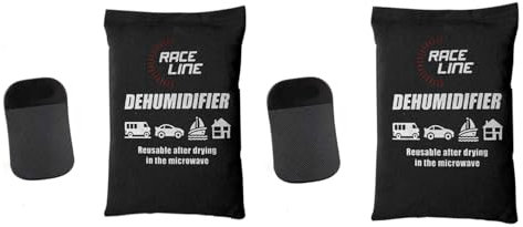 ADEPTNA Reusable 2 Pack Car Dehumidifier Bags and Dashboard Mounting Anti-Slip Mats for Car Van caravans Home Moisture Damp Killer Absorber (2 x 1000 grams)