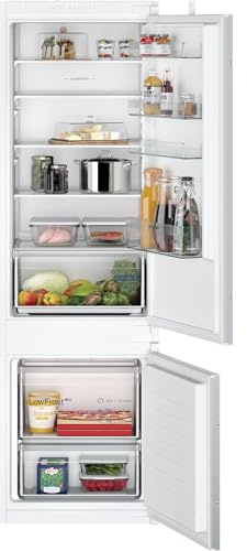 Siemens KI87VNSE0, iQ100, Einbau-Kühl-Gefrier-Kombination, 177,5 x 56 cm Nische, 200 L Kühlen & 70 L Gefrieren, Made in Germany, lowFrost, längere Frische mit freshBox, sehr Leise, Schleppscharnier
