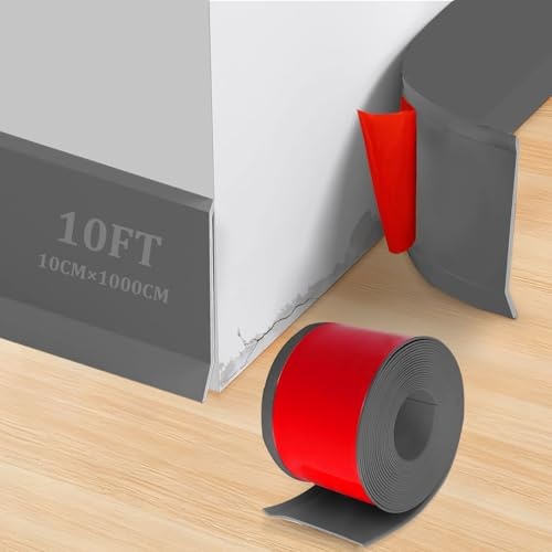 Bocguy Weichsockelleiste Selbstklebend, 10M PVC Grau, Knickleiste für Küche und Badezimmer, Selbstklebende Abschlussleiste (Breite 10 cm)