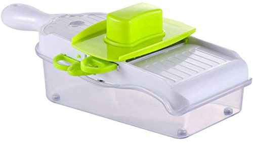 Picador de verduras, cortador de verduras de cocina, cortador en espiral, rallador de queso giratorio, cortador de verduras, rallador de verduras multifunción 6 en 1, picador de verduras con contenedo