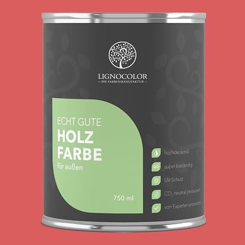 Lignocolor Holzfarbe Außen glänzend | wetterfeste Farbe für den Außenbereich (Indian Red glänzend, 2,5L) | hochdeckend & hochbeständig