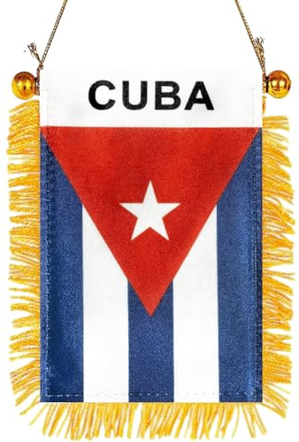 GSYLPFT Banderas pequeñas de Cuba de 4 x 6 pulgadas para espejo retrovisor de coche, decoración colgante de ventana con ventosa y flecos