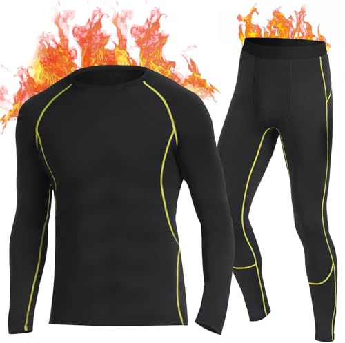 SIMIYA Thermounterwäsche Herren Warmes Funktionsunterwäsche Set Fleece | Warmes Innenfleece, Elastisch Atmungsaktiv, Idealer Winter-Layer Für Ski & Sport