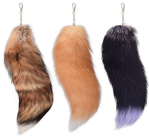 Nocyclonic Fox tail Fuchsschwanz Anh채nger Echtfell Sonnenfuchs Fuchschwanz Antenne Schl체sselanh채nger Tasche Zus채tze Tasche Anh채nger Auto Dekoration Weich Flaumig etwa 40cm (39)