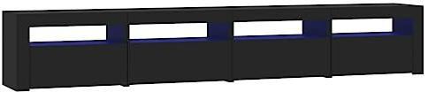 HETFTJN Banc à fleurs - Petite table - Meuble TV avec lumières LED - Noir - 240 x 35 x 40 cm - Pour chambre d'amis, salle d'exposition, chambre à coucher, salon