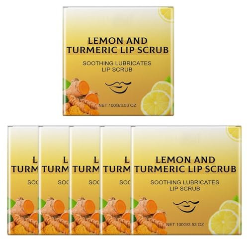 Kurkuma-Lippenpeeling, Lippenpeeling, Kurkuma-Vitamin-C-Peeling, Aufhellungsbehandlung für dunkle Lippen, Lippenaufhellung für dunkle Lippen von Rauchern, Kurkuma-Zitronen-Lippenpeeling (6pcs)