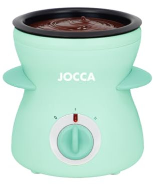 Jocca - Mini fondue eléctrica 350 ml | 2 niveles de temperatura | Recipiente antiadherente extraíble | 4 tenedores incluidos | Color turquesa | Diseño compacto Línea Sweet