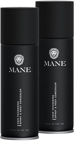 Mane Hair Thickening Spray & Root Touch Up, Hair Thickener, Hair Thickening Fiber Spray by Mane for Women & Men, Conceal Hair Loss & Thinning Hair - 12 Colours (200 ml X 2 twin pack) (Silber)