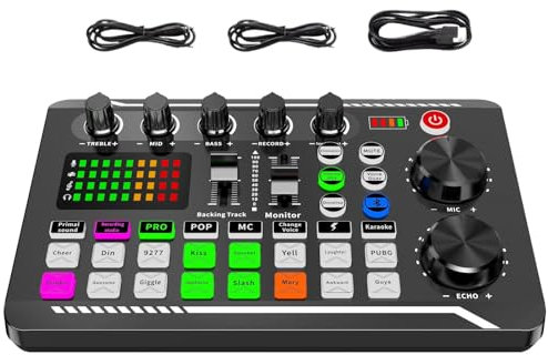 Carte son en direct | Équipement de studio de production de podcast | Carte d'effets sonores | Équipement de streaming | Accessoires de podcasting compacts, robustes et portables pour le streaming, le