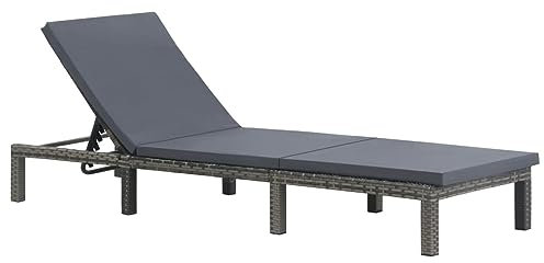 Xichuzi Sonnenliege mit Auflage Poly Rattan Anthrazit, Gartenliege, Liegestuhl, Sonnenstuhl, Sonneninsel Outdoor, Liegen, Gartenmöbel, Bäderliege, Relaxliege - 47752