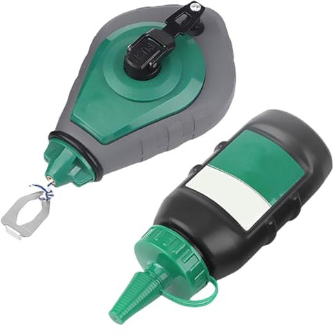 lllrlpeiase Schlagschnur Set, 26 m Markierschnur, Selbstarretierende Druckrückholkurbel, Dreistufige Gangschaltung, Grüne Pulverflasche mit Aufbewahrung, zum Präzisen Anzeichnen Durch Maurer