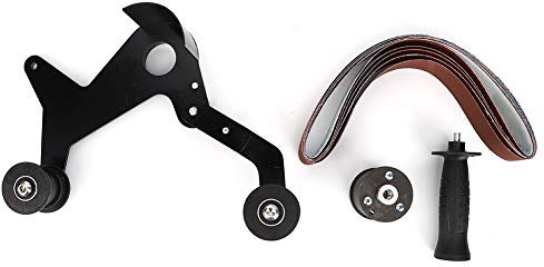Picador de tubería de acero inoxidable, adaptadores de lijadora de la banda, pulidor de tubo de tubería, lijadora de la banda de tubo, con 5 cinturones abrasivos, rango de