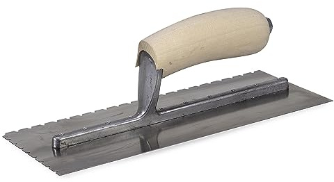 MARSHALLTOWN QLT 1/4 x 1/4 x 7/16 Flat-V Notched Trowel, USA Made 11x4.5 Inch Riveted Tiling Trowel, 783S