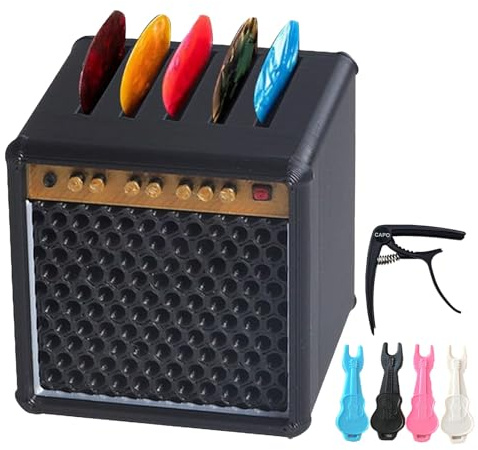 Guitar Pick Holder, Pick Holder, Guitar Pick Case, Speaker Guitar Pick Box Guitar Pick Storage Container for Guitar Players Lovers Guitar Picks Organizer Simulation Speaker Desktop Ornaments Gift