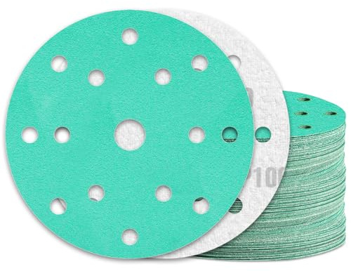 KONGMING 60 Pezzi Dischi Abrasivi 150mm 100 Grana 15 Fori per Levigatrice Rotorbitale