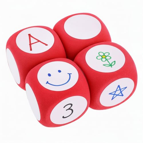 Soimiss 4 X DIY Abgerundete SchaumstoffwüRfel Rot 6.00 X 6.00 X 6.00 cm | pädagogisches spielzeug，beschreibbare würfel，würfel grundschule，würfel zum beschriften，bewegungswürfel，würfel blanko