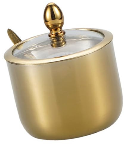 Kelisdi Pots à condiments pratiques pour sel bonbons salés sucriers modernes en acier inoxydable 304 doré/argenté avec cuillère pour la cuisine